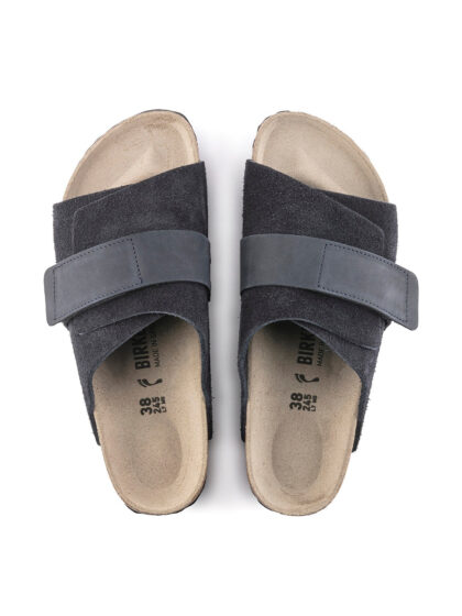 Unisex Navy Blue Kyoto Regular Leather Sliders