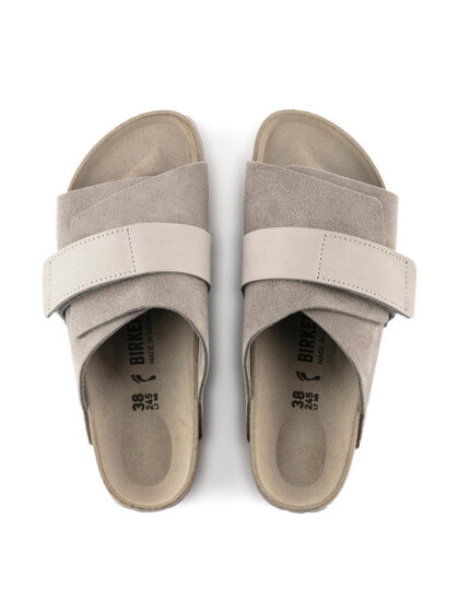 Unisex Grey Kyoto Regular Leather Sliders